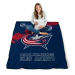 columbus blue jackets nhl shield navy blue quilt blanket best selling