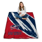 columbus blue jackets stroke art navy blue white quilt blanket best selling
