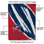 columbus blue jackets stroke art navy blue white quilt blanket best selling