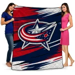 columbus blue jackets wild lines navy blue white quilt blanket best selling