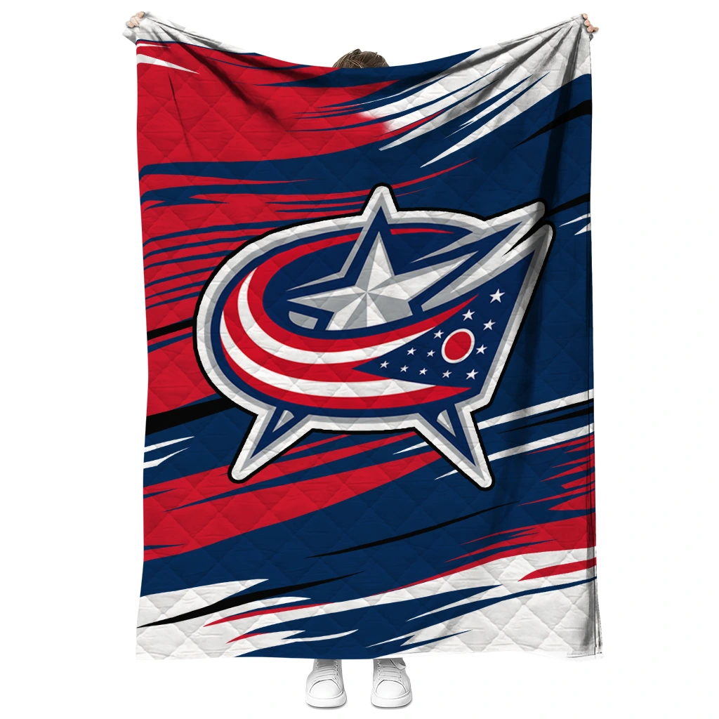 columbus blue jackets wild lines navy blue white quilt blanket fashion forward