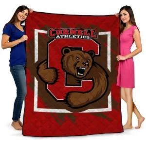 cornell big red block border red quilt blanket best selling