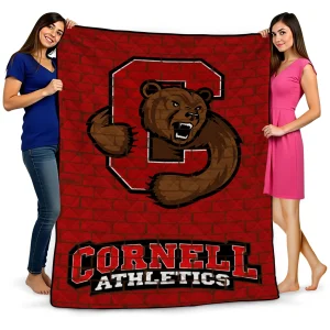 cornell big red brick grid red quilt blanket best selling