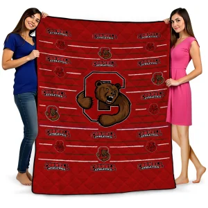 cornell big red handdrawn stripes red quilt blanket best selling