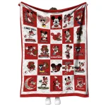 cornell big red mickey mouse motif red white quilt blanket best selling