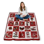 cornell big red mickey mouse motif red white quilt blanket best selling