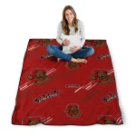cornell big red sketch lines red quilt blanket best selling