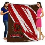 cornell big red stroke art red white quilt blanket best selling