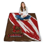 cornell big red stroke art red white quilt blanket best selling