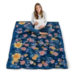 creighton bluejays hibiscus foliage blue quilt blanket best selling