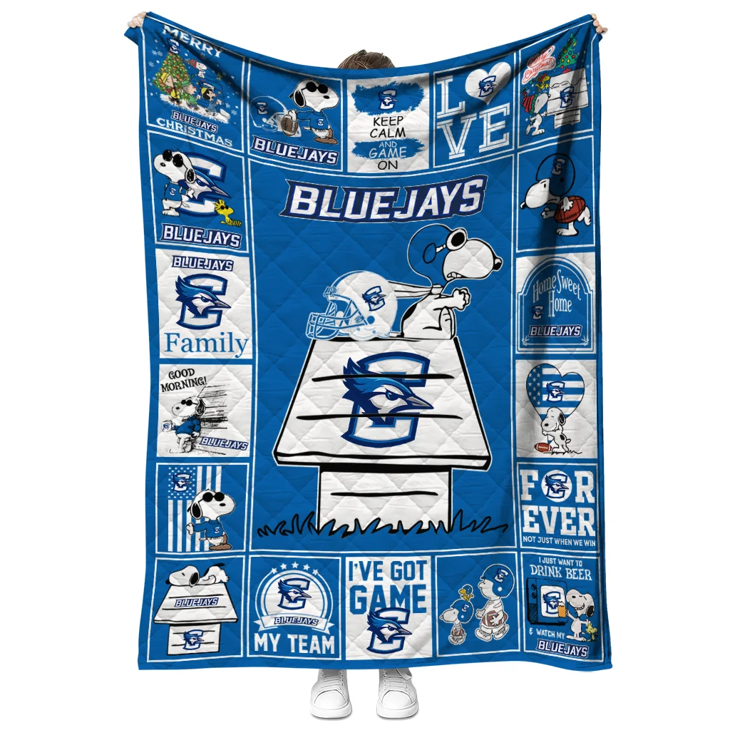 creighton bluejays snoopy love blue quilt blanket fashion forward creighton bluejays snoopy love blue quilt blanket fashion forward