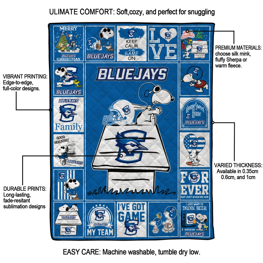 creighton bluejays snoopy love blue quilt blanket latest model creighton bluejays snoopy love blue quilt blanket latest model