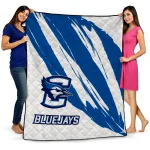 creighton bluejays stroke art blue white quilt blanket best selling