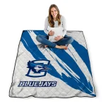 creighton bluejays stroke art blue white quilt blanket best selling