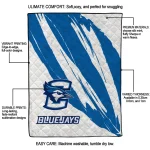 creighton bluejays stroke art blue white quilt blanket best selling