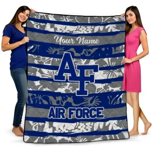 custom air force falcons layered florals blue white quilt blanket best selling