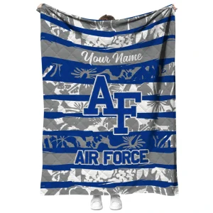 custom air force falcons layered florals blue white quilt blanket fashion forward