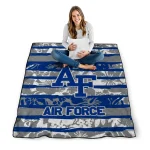 custom air force falcons layered florals blue white quilt blanket best selling