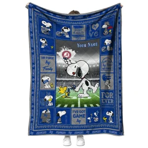 custom air force falcons snoopy coach blue quilt blanket fashion forward