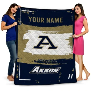 custom akron zips grunge patch blue white quilt blanket best selling