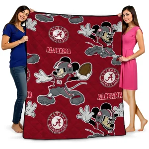 custom alabama crimson tide mickey football crimson quilt blanket best selling