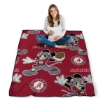custom alabama crimson tide mickey football crimson quilt blanket best selling