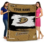 custom anaheim ducks grunge patch gold white quilt blanket best selling