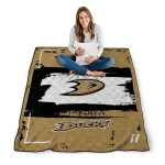 custom anaheim ducks grunge patch gold white quilt blanket best selling