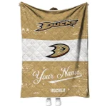 custom anaheim ducks pinstripe lines gold white quilt blanket best selling