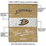 custom anaheim ducks pinstripe lines gold white quilt blanket best selling