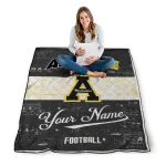 custom appalachian state mountaineers hibiscus burst black white quilt blanket best selling