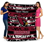 custom arizona cardinals layered florals red white quilt blanket best selling