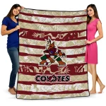 custom arizona coyotes layered florals red white quilt blanket best selling
