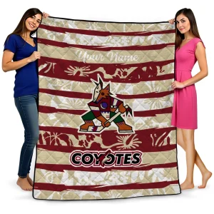 custom arizona coyotes layered florals red white quilt blanket best selling