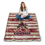 custom arizona coyotes layered florals red white quilt blanket best selling