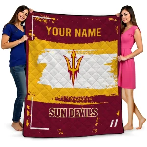 custom arizona state sun devils grunge patch maroon white quilt blanket best selling