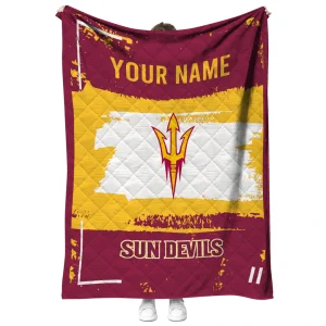 custom arizona state sun devils grunge patch maroon white quilt blanket fashion forward