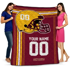 custom arizona state sun devils helmet theme maroon quilt blanket best selling