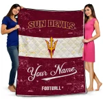 custom arizona state sun devils hibiscus burst maroon white quilt blanket best selling