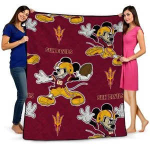 custom arizona state sun devils mickey football maroon quilt blanket best selling