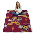 custom arizona state sun devils mickey football maroon quilt blanket best selling