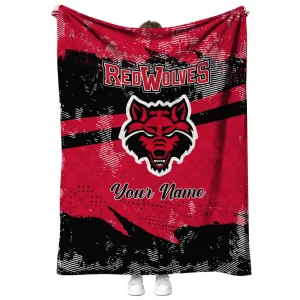 custom arkansas state red wolves brushstroke layers scarlet quilt blanket fashion forward