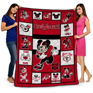 custom arkansas state red wolves mickey crimson scarlet white quilt blanket best selling
