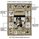 custom army black knights mickey crimson gold white quilt blanket best selling