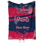 custom atlanta braves brushstroke layers navy quilt blanket best selling