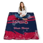 custom atlanta braves brushstroke layers navy quilt blanket best selling