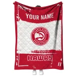 custom atlanta hawks grunge patch red white quilt blanket best selling