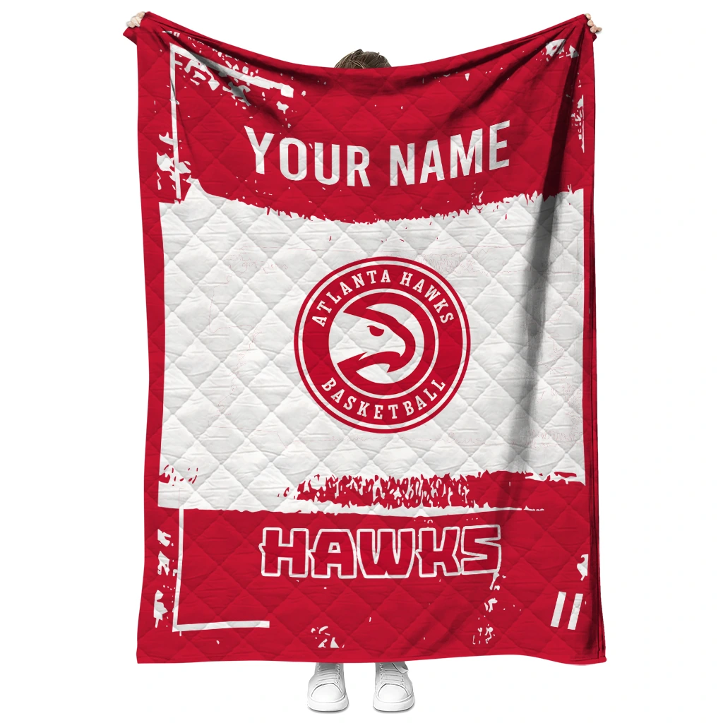 custom atlanta hawks grunge patch red white quilt blanket fashion forward