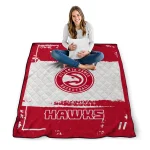 custom atlanta hawks grunge patch red white quilt blanket best selling