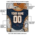 custom auburn tigers player sketch navy blue gray quilt blanket best selling